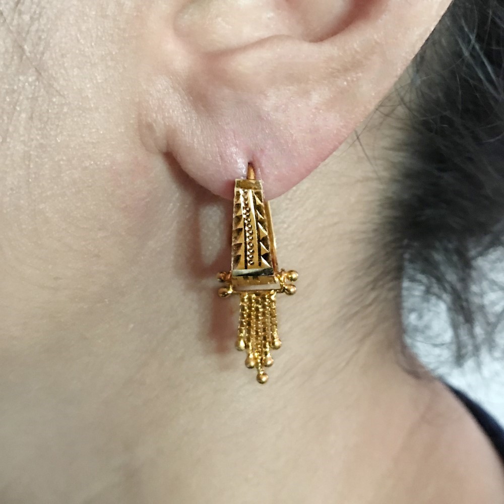 Fine Jewelry 18 Kt Real Solid Yellow Solid Gold Huggie Hoop Earrings 3.540 Grams