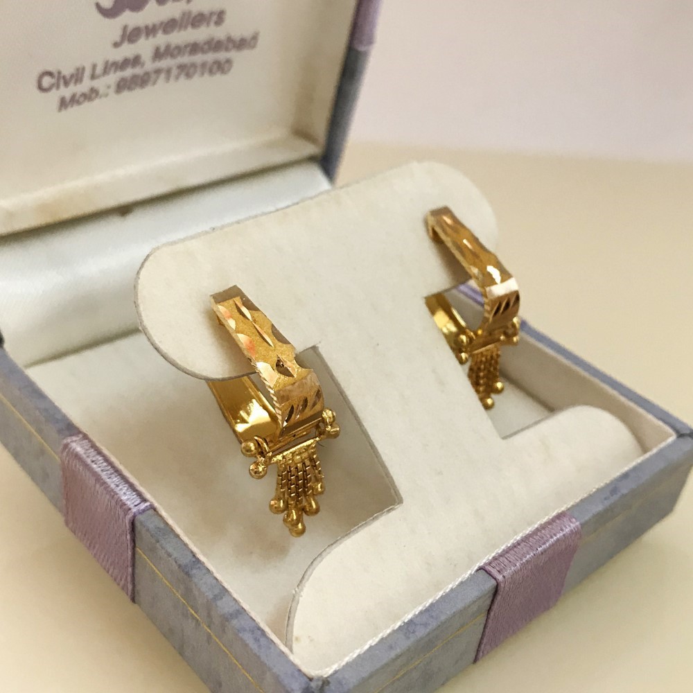 Fine Jewelry 18 Kt Real Solid Yellow Solid Gold Huggie Hoop Earrings 3 Grams - Image 4