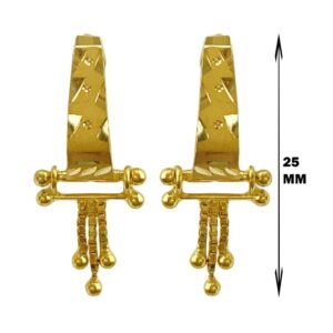 Fine Jewelry 18 Kt Real Solid Yellow Solid Gold Huggie Hoop Earrings 2.520 Grams