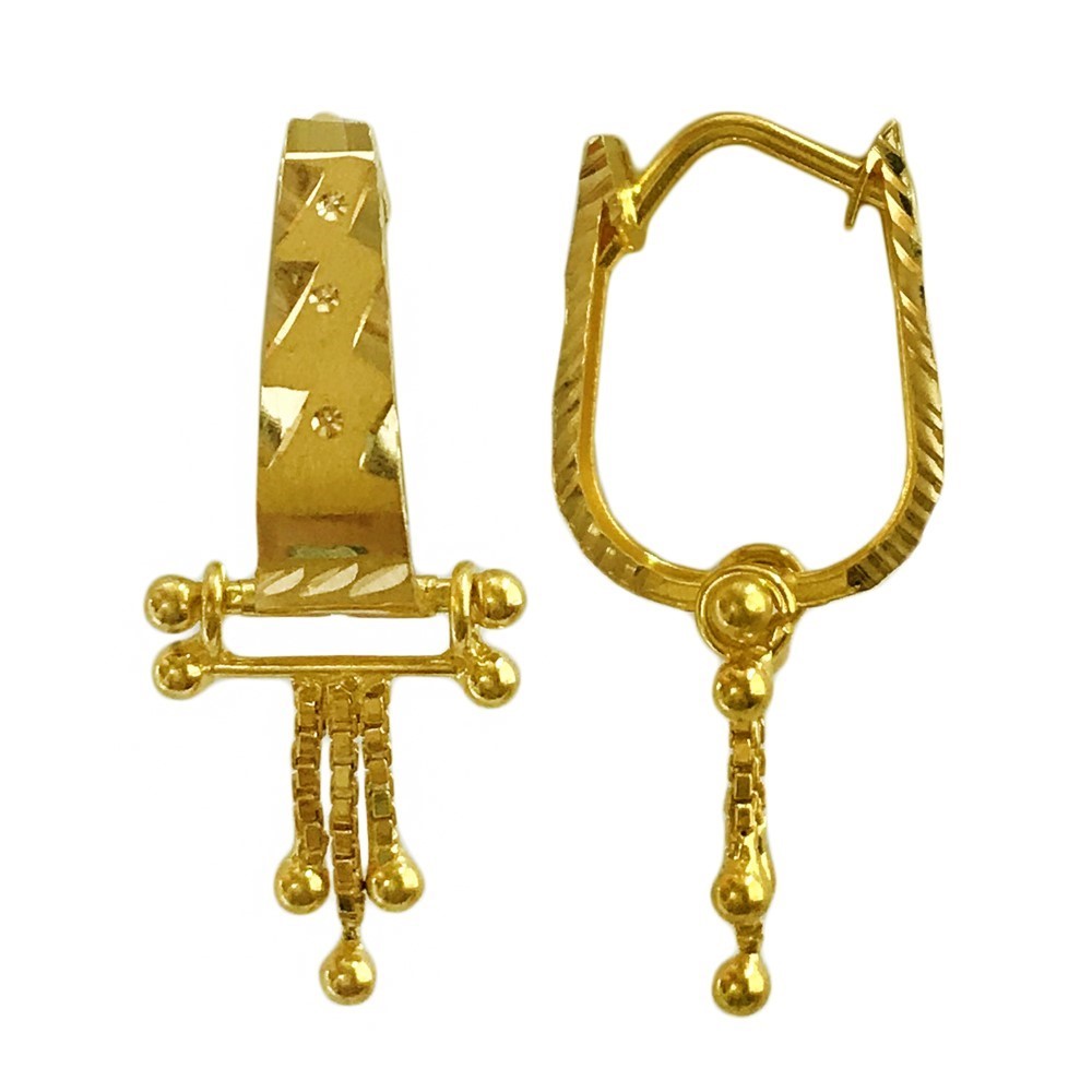 Fine Jewelry 18 Kt Real Solid Yellow Solid Gold Huggie Hoop Earrings 2.520 Grams