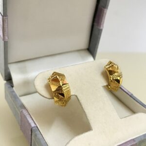 Fine Jewelry 18 Kt Real Solid Yellow Solid Gold Huggie Hoop Earrings 2.880 Grams