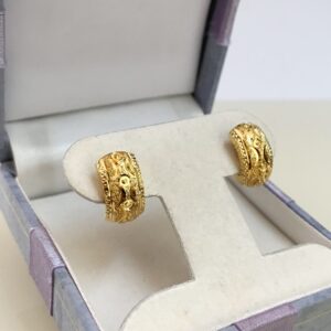 Fine Jewelry 18 Kt Real Solid Yellow Solid Gold Huggie Hoop Earrings 2.520 Grams