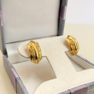 Fine Jewelry 18 Kt Real Solid Yellow Solid Gold Huggie Hoop Earrings 2.850 Grams