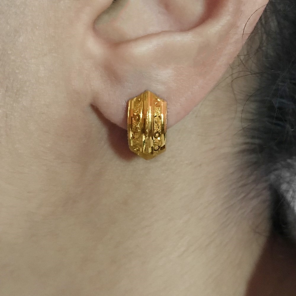 Fine Jewelry 18 Kt Real Solid Yellow Solid Gold Huggie Hoop Earrings 2.850 Grams