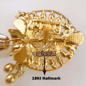 18 Kt Stamped Real Solid Yellow Gold Vintage Dangle Drop Earrings 6.590 Grams