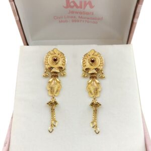 18 Kt Stamped Real Solid Yellow Gold Vintage Dangle Drop Earrings 6.590 Grams