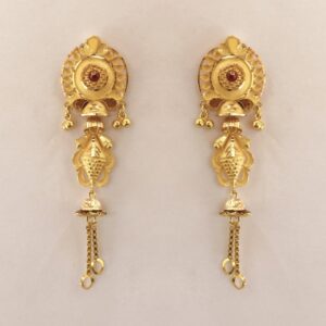 18 Kt Stamped Real Solid Yellow Gold Vintage Dangle Drop Earrings 6.590 Grams