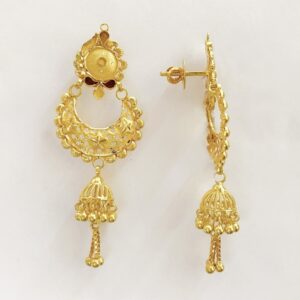 18 Kt Stamped Real Solid Yellow Gold Unique Long Dangle Drop Earrings 6.500 Gms