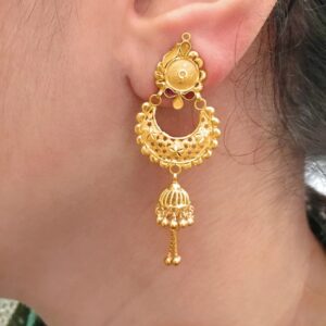 18 Kt Stamped Real Solid Yellow Gold Unique Long Dangle Drop Earrings 6.500 Gms