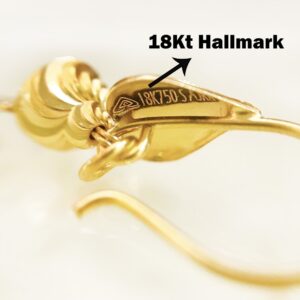 18 Kt Stamped Real Solid Yellow Gold Dainty Hook Long Dangle Drop Earrings 2.66g