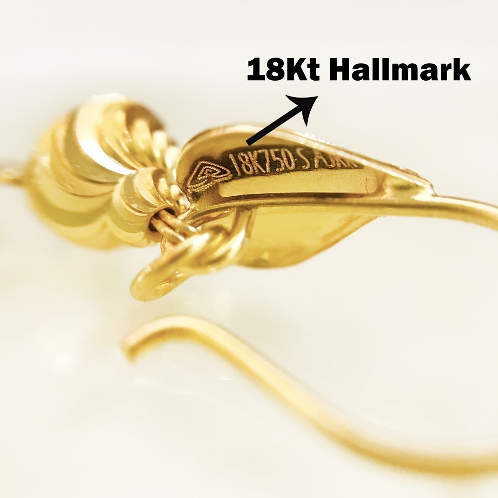 18 Kt Stamped Real Solid Yellow Gold Dainty Hook Long Dangle Drop Earrings 2.66g - Image 5