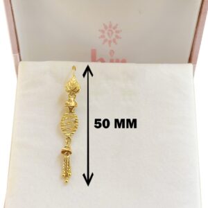 18 Kt Stamped Real Solid Yellow Gold Dainty Hook Long Dangle Drop Earrings 2.66g