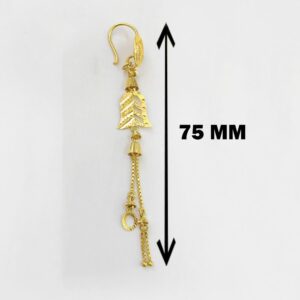 18 Kt Stamped Real Solid Yellow Gold Dainty Hook Long Dangle Drop Earrings 3.76g