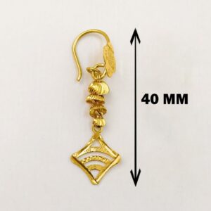 18 Kt Stamped Real Solid Yellow Gold Dainty Hook Long Dangle Drop Earrings 2.36g