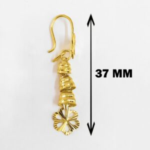 18 Kt Stamped Real Solid Yellow Gold Dainty Hook Long Dangle Drop Earrings 2.73g