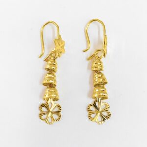 18 Kt Stamped Real Solid Yellow Gold Dainty Hook Long Dangle Drop Earrings 2.73g