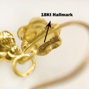18 Kt Stamped Real Solid Yellow Gold Dainty Indian Dangle Drop Earrings 2.26g