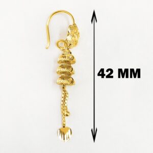 18 Kt Stamped Real Solid Yellow Gold Dainty Indian Dangle Drop Earrings 2.26g