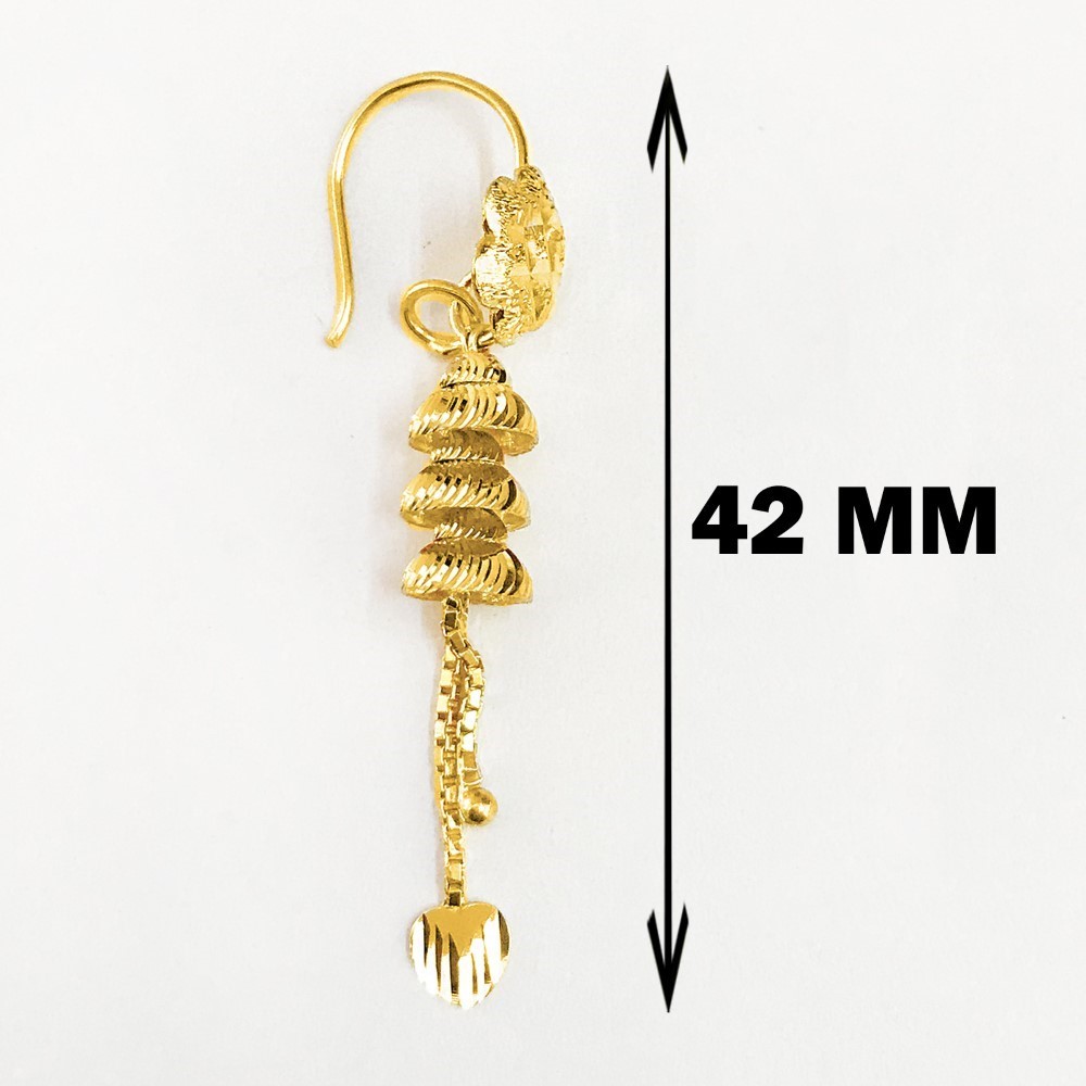 18 Kt Stamped Real Solid Yellow Gold Dainty Indian Dangle Drop Earrings 2.26g - Image 3