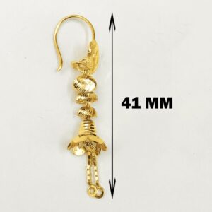 18 Kt Stamped Real Solid Yellow Gold Dainty Hook Long Dangle Drop Earrings 2.51g