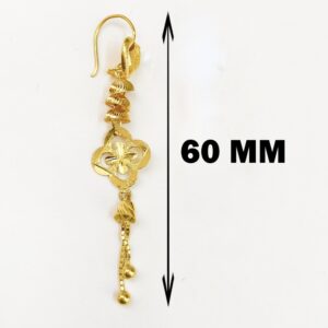 18 Kt Stamped Real Solid Yellow Gold Heart Hook Long Dangle Drop Earrings 3.21g