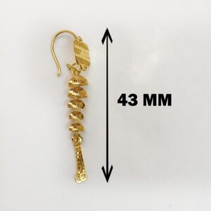 18 Kt Stamped Real Solid Yellow Gold Floral Hook Long Dangle Drop Earrings 2.53g