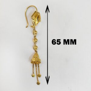 18 Kt Stamped Real Solid Yellow Gold Ethnic Hook Long Dangle Drop Earrings 4.43g
