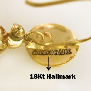 18 Kt Stamped Real Solid Yellow Gold Ethnic Hook Long Dangle Drop Earrings 3.09g