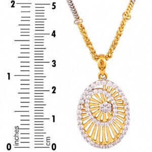 Fine Jewelry 22 Kt Real Solid Yellow Gold Charm Necklace Pendant Cubic Zirconia