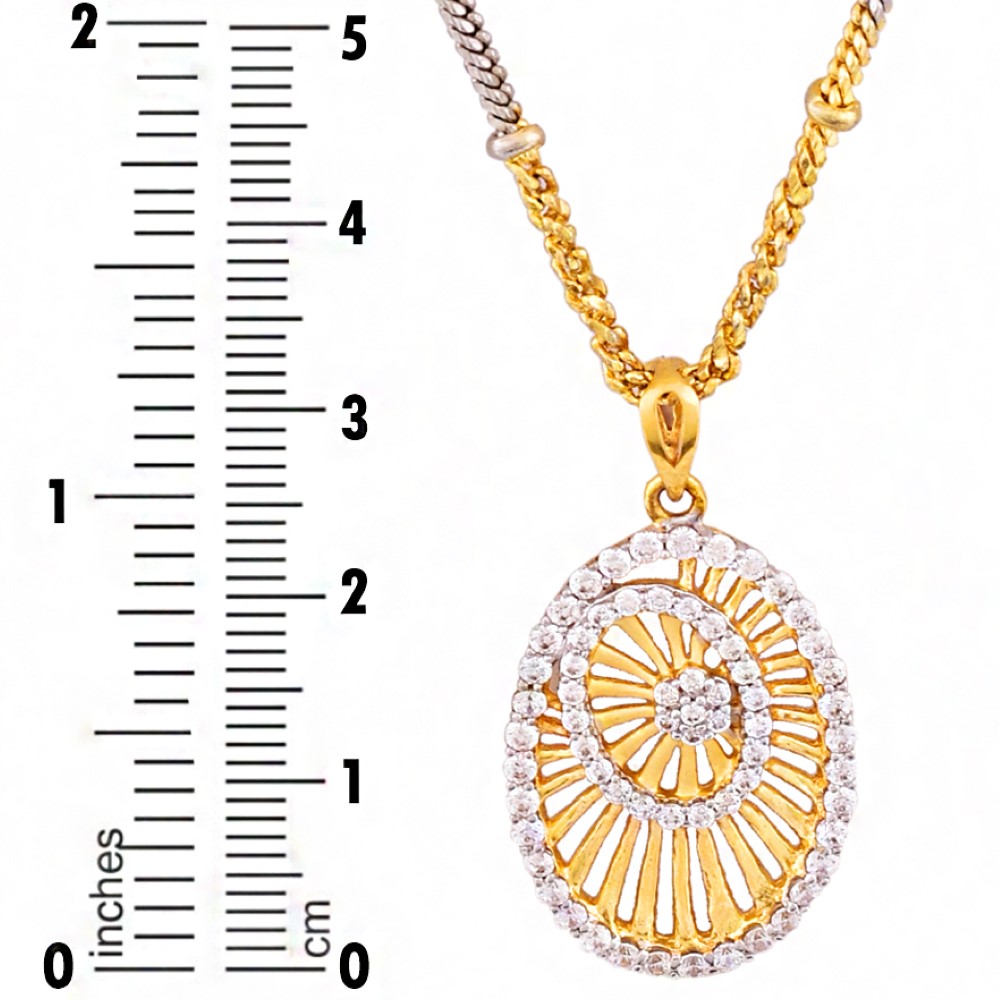 Fine Jewelry 22 Kt Real Solid Yellow Gold Charm Necklace Pendant Cubic Zirconia