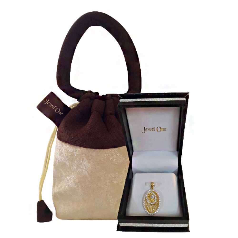 Fine Jewelry 22 Kt Real Solid Yellow Gold Charm Necklace Pendant Cubic Zirconia