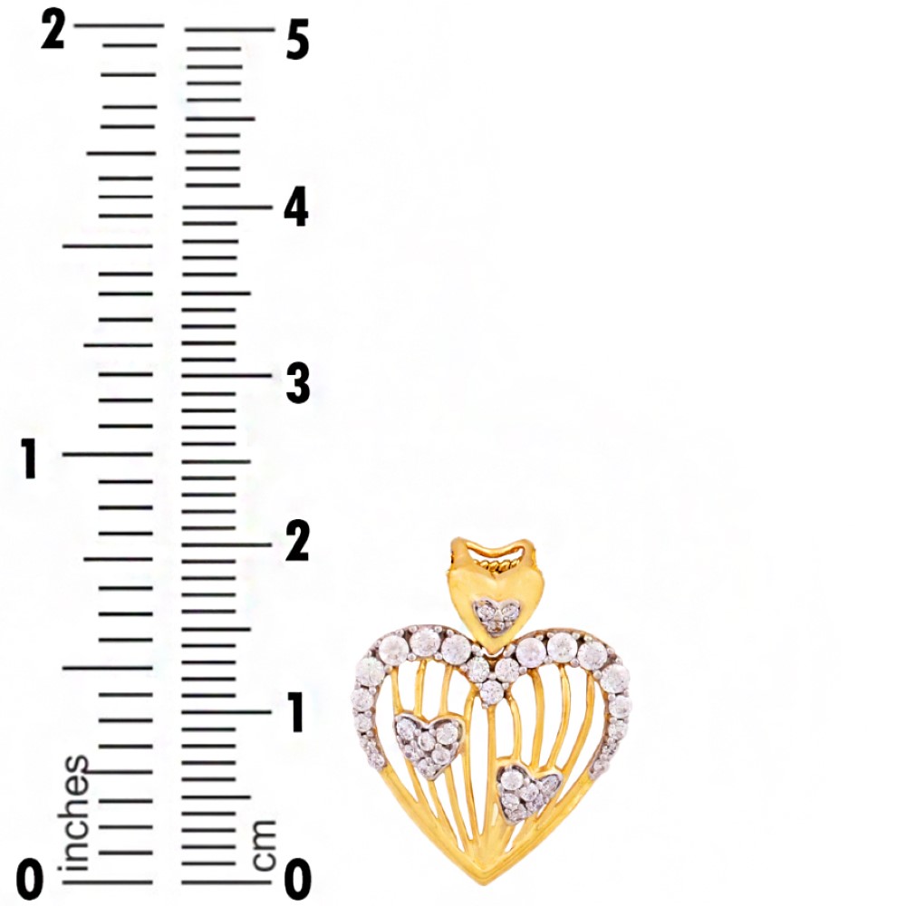 Fine Jewelry 22 Kt Real Solid Yellow Gold Heart Women'S CZ Necklace Pendant
