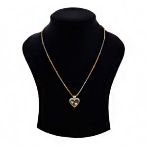 Fine Jewelry 22 Kt Real Solid Yellow Gold Heart Women'S CZ Necklace Pendant
