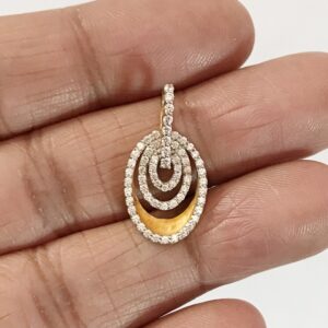 22 Kt Real Solid Yellow Gold Charm Women's Oval Necklace Pendant Cubic Zirconia