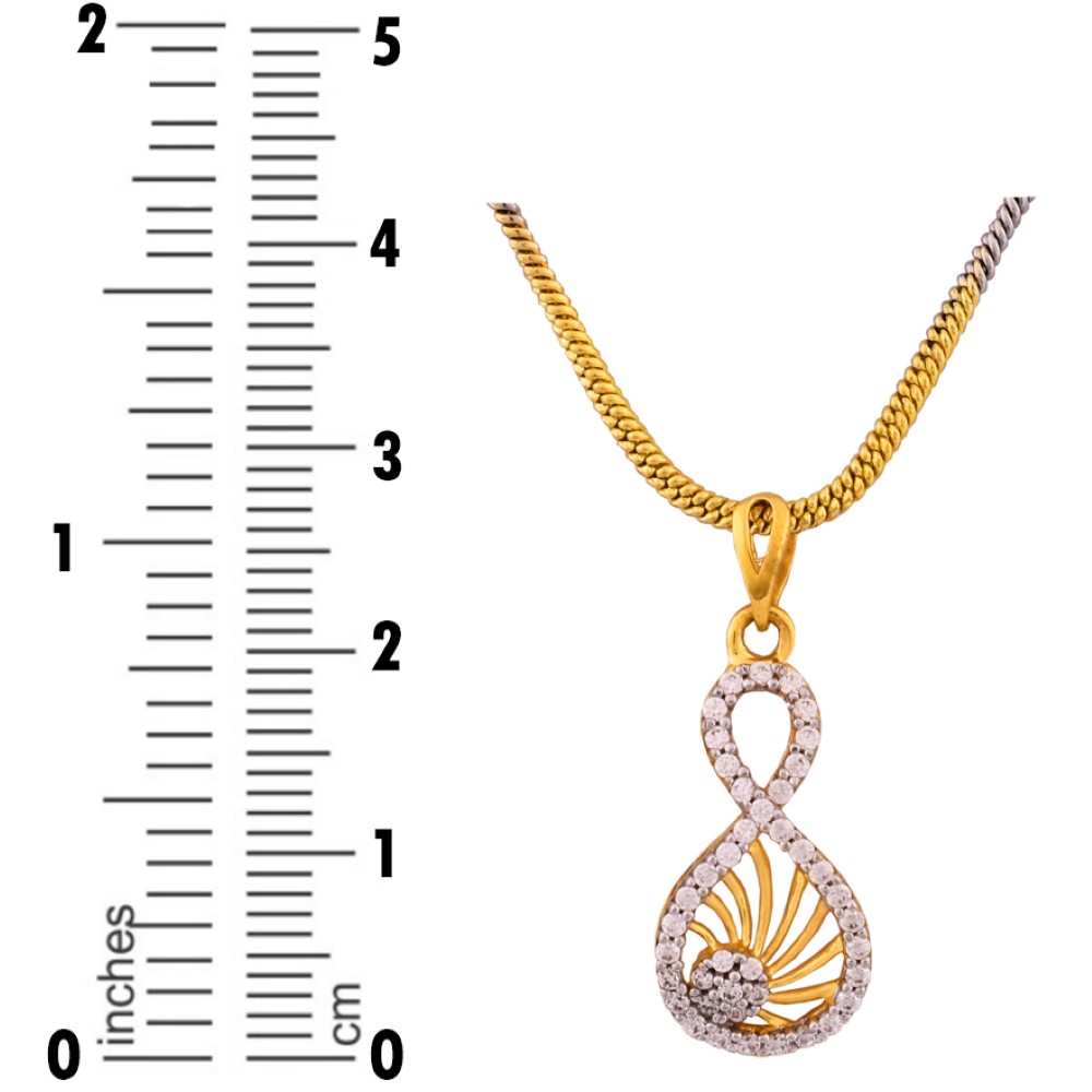 Fine Jewelry 22 Kt Hallmark Real Solid Yellow Gold Women'S CZ Necklace Pendant
