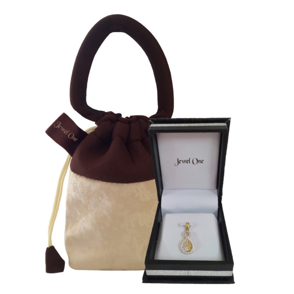 Fine Jewelry 22 Kt Hallmark Real Solid Yellow Gold Women'S CZ Necklace Pendant