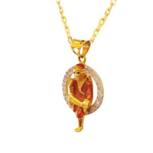 Fine Jewelry 18 Kt Real Solid Yellow Gold Religious Symbol Sai Baba Pendant CZ