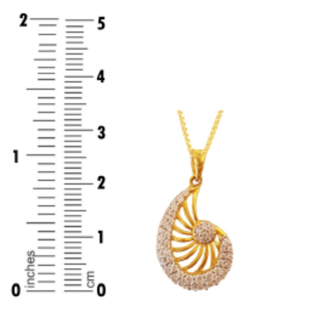 Solid 18 Kt Yellow Gold Necklace Women's New Pendant White Cubic Zirconia CZ