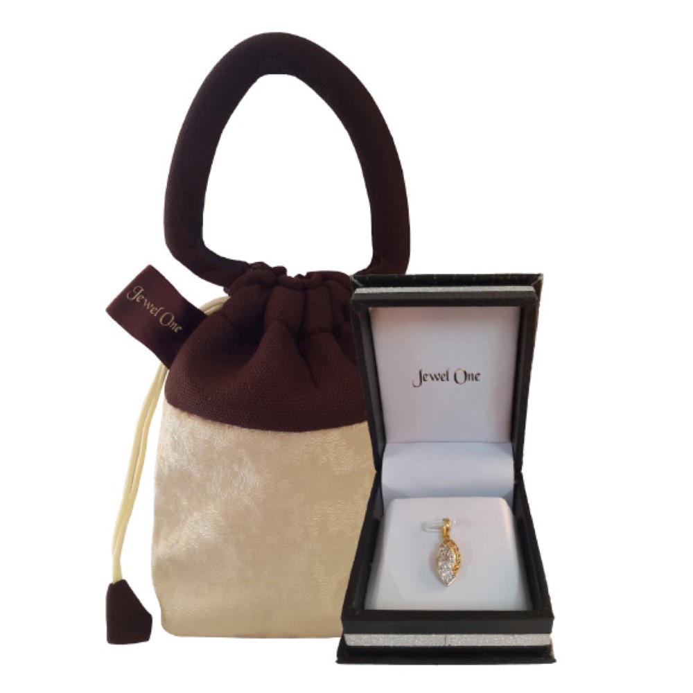 Solid 18Kt Yellow Gold White Cubic Zirconia CZ Necklace Charm Women's Pendant
