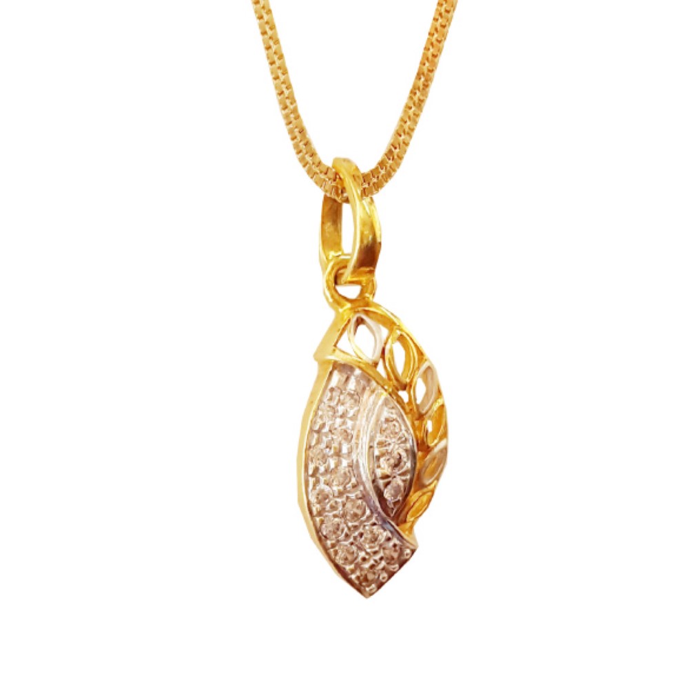 Solid 18Kt Yellow Gold White Cubic Zirconia CZ Necklace Charm Women's Pendant