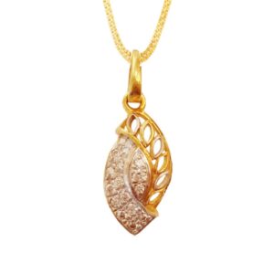 Solid 18Kt Yellow Gold White Cubic Zirconia CZ Necklace Charm Women's Pendant