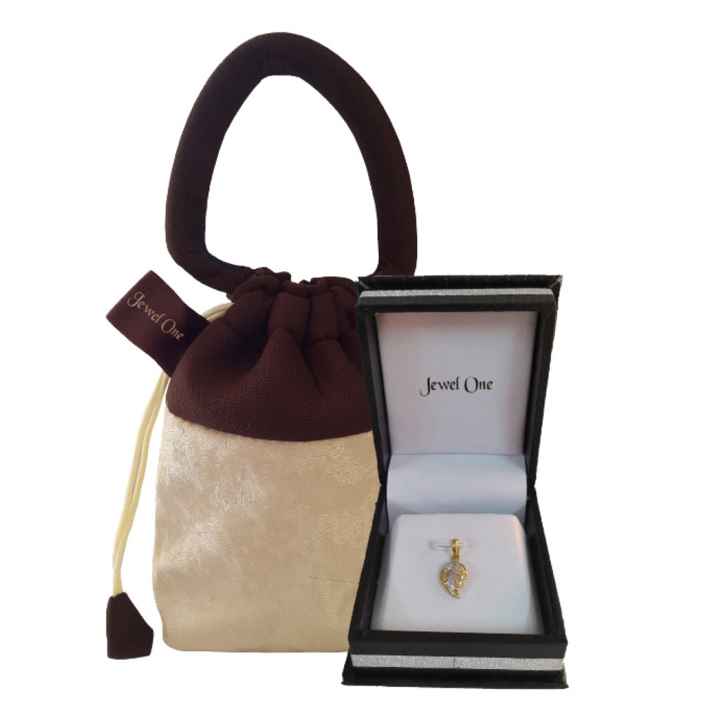 Solid 18Kt Yellow Gold White Cubic Zirconia CZ Charm Necklace Women's Pendant 30