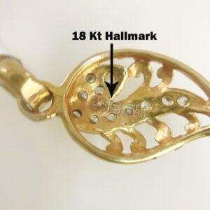 Solid 18Kt Yellow Gold White Cubic Zirconia CZ Charm Necklace Women's Pendant 30