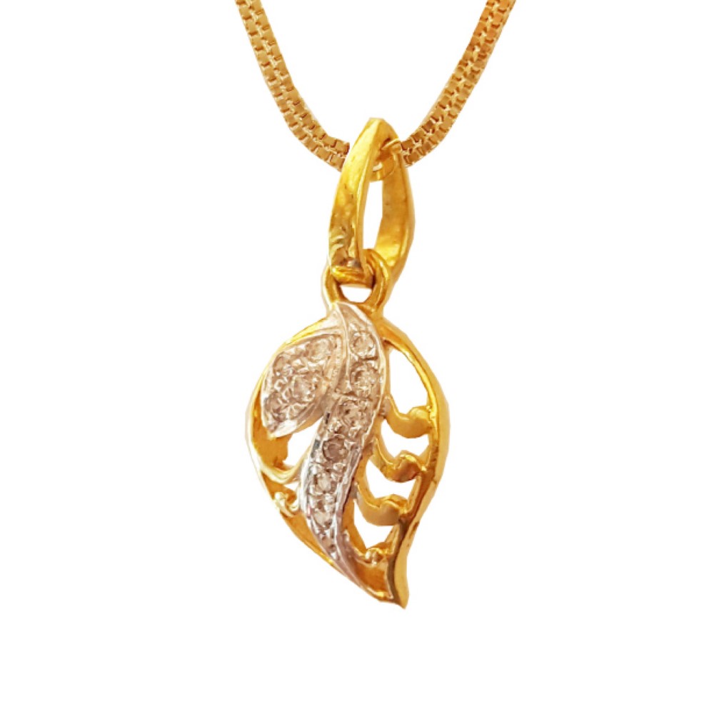 Solid 18Kt Yellow Gold White Cubic Zirconia CZ Charm Necklace Women's Pendant 30