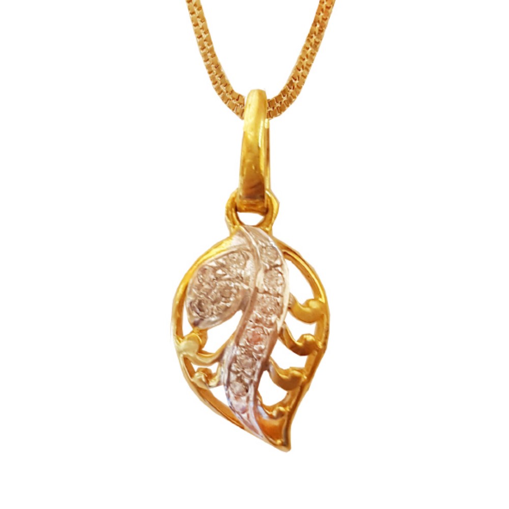 Solid 18Kt Yellow Gold White Cubic Zirconia CZ Charm Necklace Women's Pendant 30