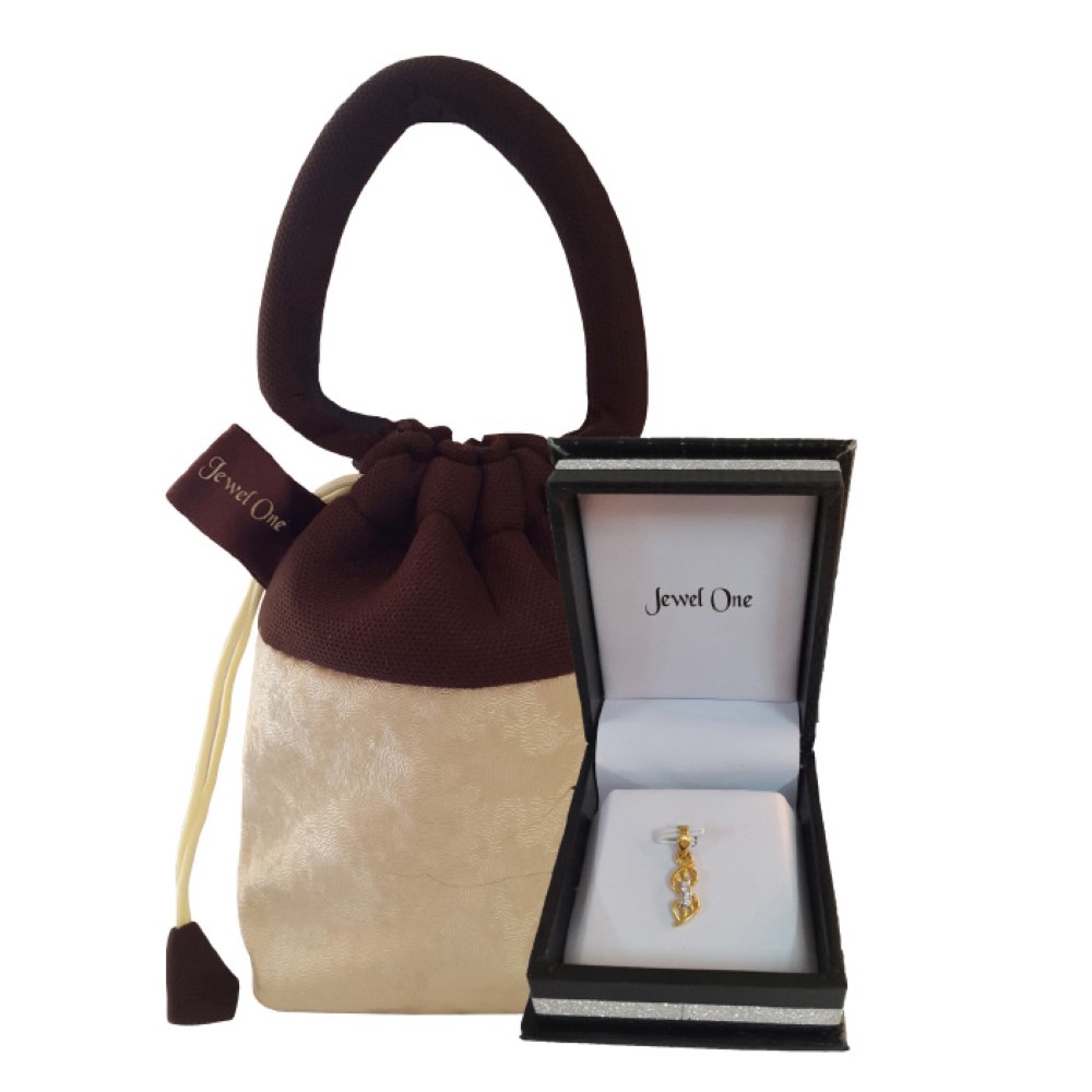 New 18Kt Yellow Gold White Cubic Zirconia CZ Charm Necklace Pendant