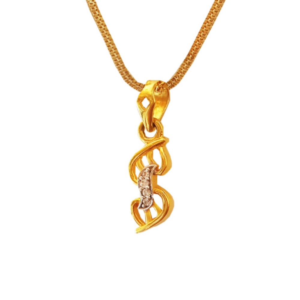 New 18Kt Yellow Gold White Cubic Zirconia CZ Charm Necklace Pendant