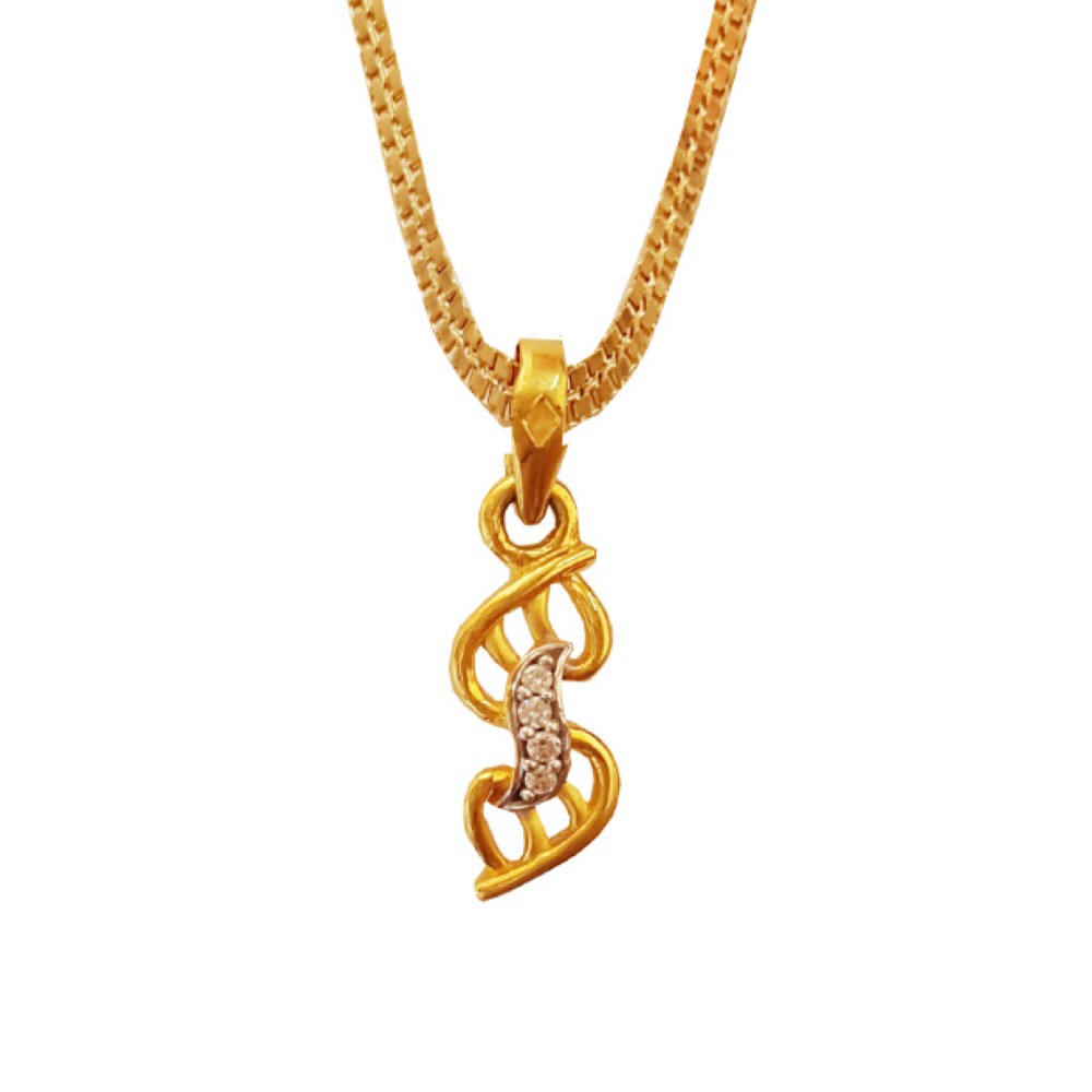 New 18Kt Yellow Gold White Cubic Zirconia CZ Charm Necklace Pendant