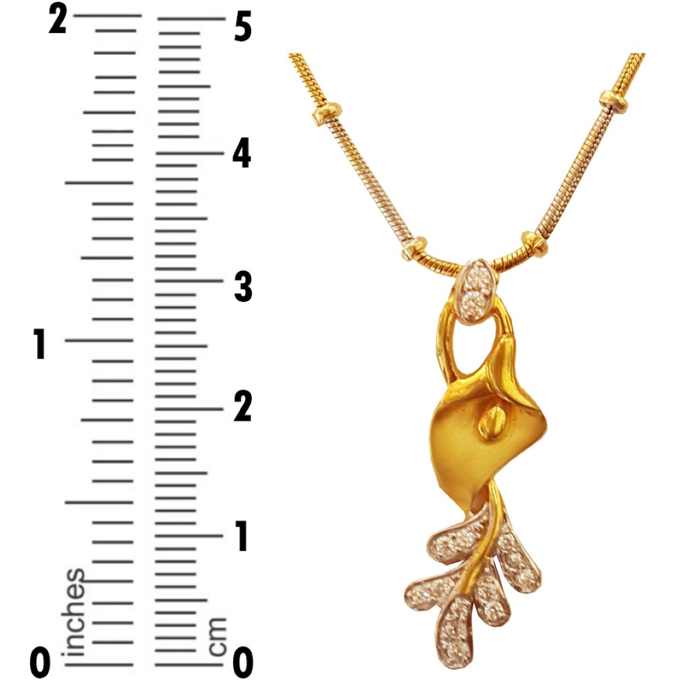 New Solid 18Kt Yellow Gold White Cubic Zirconia CZ Charm Necklace Ladies Pendant
