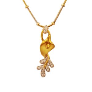 New Solid 18Kt Yellow Gold White Cubic Zirconia CZ Charm Necklace Ladies Pendant